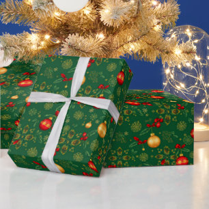 Papel de regalo de Navidad de lujo esmeralda verde