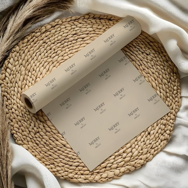 Papel de regalo de Navidad de lujo festivo | Beige (Subido por el creador)
