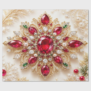 Papel de regalo de Navidad de lujo rubí rojo con j