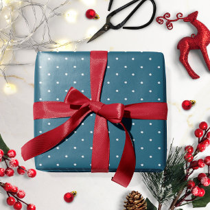 Papel de regalo de Navidad de lunares blancos y az