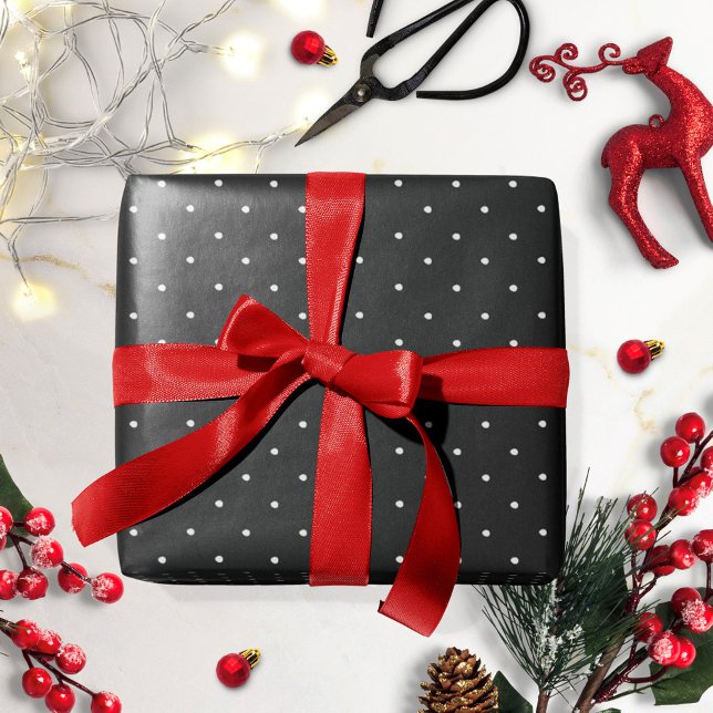 Papel de regalo de Navidad de lunares en blanco y  (Subido por el creador)