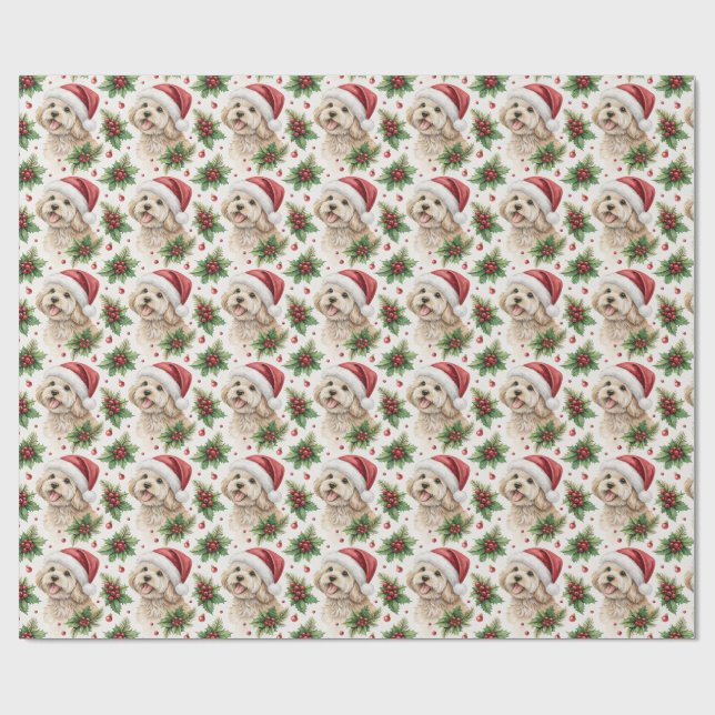 Papel de regalo de Navidad de Maltipoo (Superficie plana)