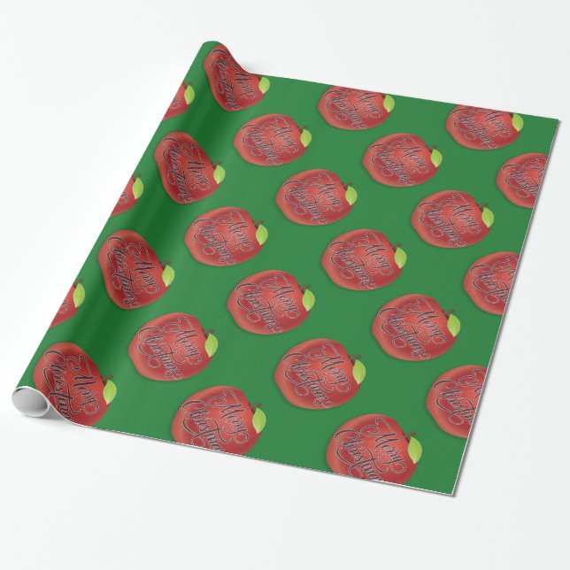 Papel de regalo de Navidad de manzana roja y verde (Desenrollado)