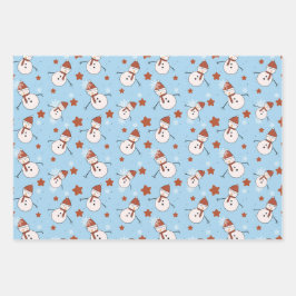 Papel de regalo de Navidad de muñeco de nieve azul