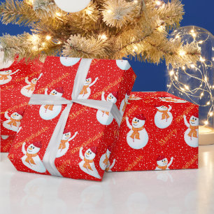 Papel de regalo de Navidad de muñeco de nieve feli