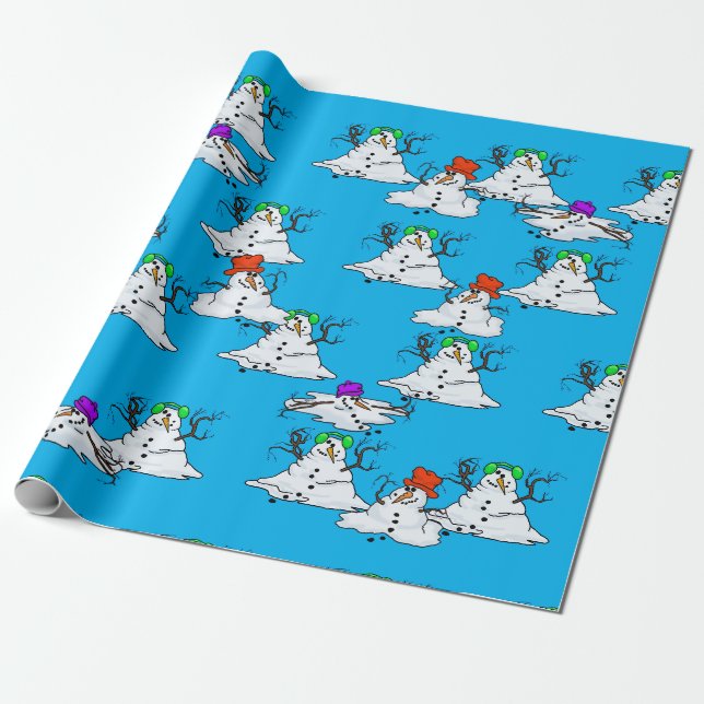 Papel de Regalo de Navidad de Muñecos de Nieve Der (Desenrollado)