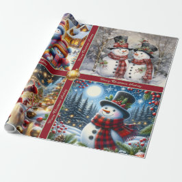 Papel de regalo de Navidad de muñecos de nieve lin