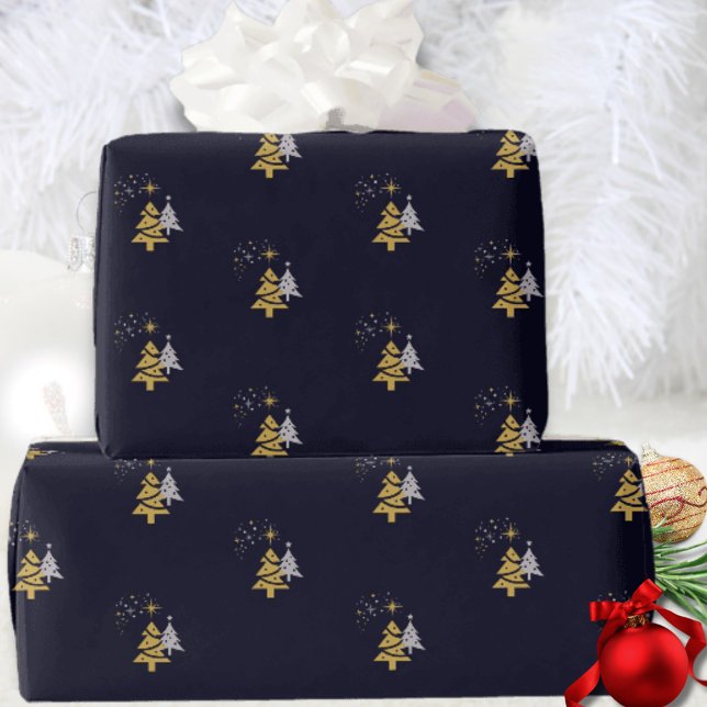 Papel de Regalo de Navidad de Navío Moderno y Árbo (Subido por el creador)