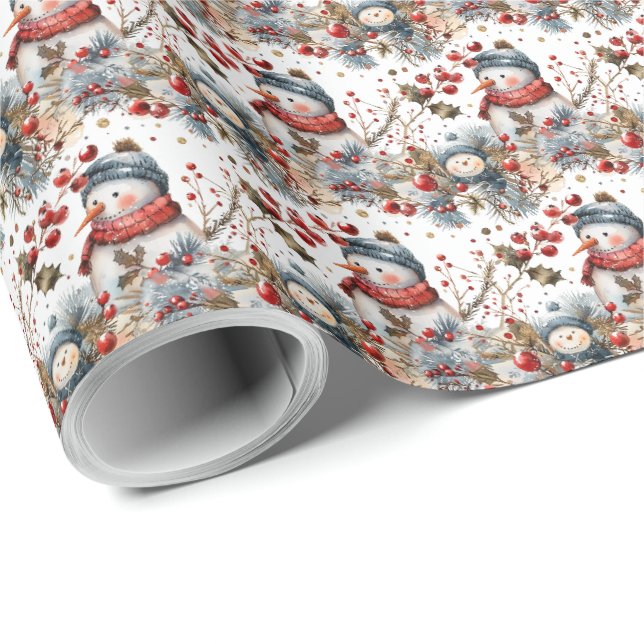 Papel de regalo de Navidad de país de muñeco de ni (Esquina del rollo)