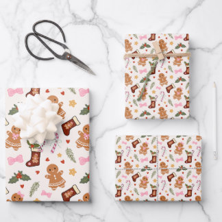 Papel de regalo de Navidad de pan de jengibre
