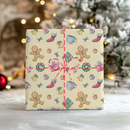 Papel de regalo de Navidad de pan de jengibre