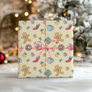Papel de regalo de Navidad de pan de jengibre