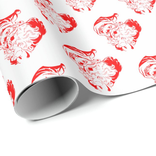 Papel de regalo de Navidad de Papá Noel Antiguo (Esquina del rollo)