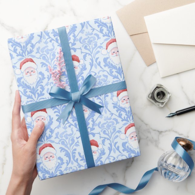 Papel de regalo de Navidad de Papá Noel Damask (Regalar)