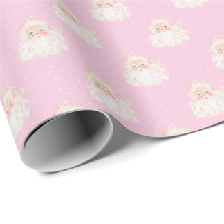 Papel de regalo de Navidad de Papá Noel rosa vinta