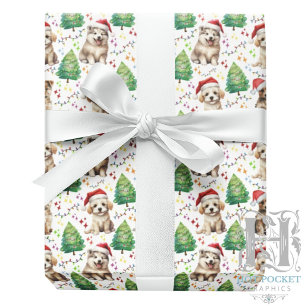 Papel de regalo de Navidad de perro