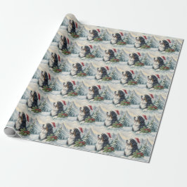 Papel de regalo de Navidad de perro de montaña de 