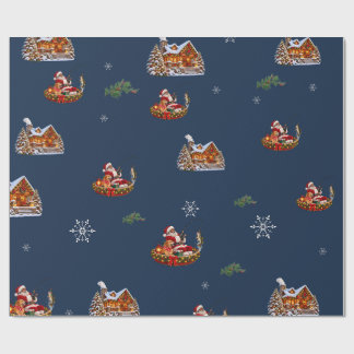 Papel de regalo de Navidad de pesca con Santa Clau