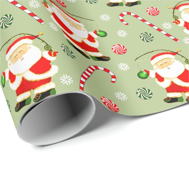 Papel de regalo de Navidad de pescador de pesca (Esquina del rollo)