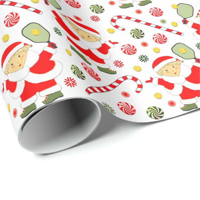 Papel de regalo de Navidad de pickleball (Esquina del rollo)