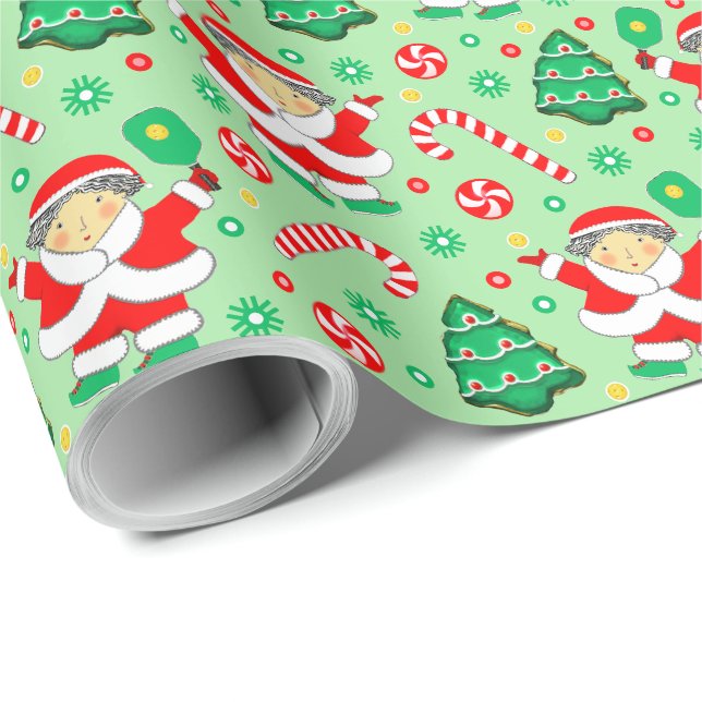 Papel de regalo de Navidad de Pickleball (Esquina del rollo)