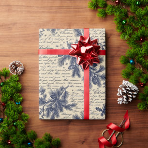 Papel de regalo de Navidad de pino azul vintage co