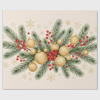 Papel de regalo de Navidad de pino festivo