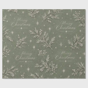 Papel de regalo de Navidad de pino verde salvia rú