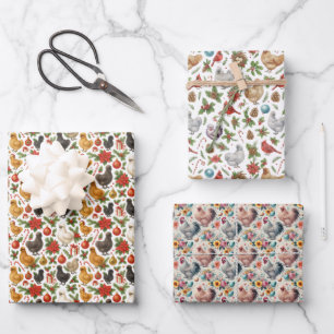 Papel de regalo de Navidad de Pollo Seda juego de