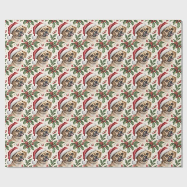 Papel de regalo de Navidad de Puggle (Superficie plana)