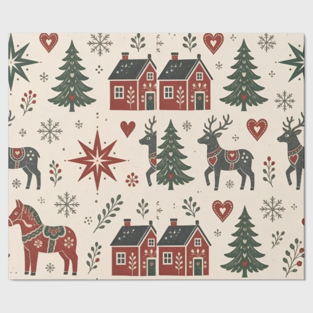Papel de regalo de Navidad de reno  (Costura)