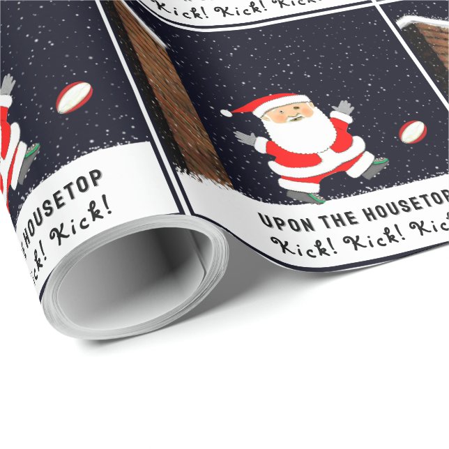 Papel de regalo de Navidad de Rugby (Esquina del rollo)
