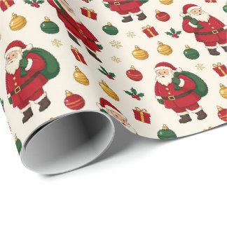 Papel de regalo de Navidad de Santa Alegre