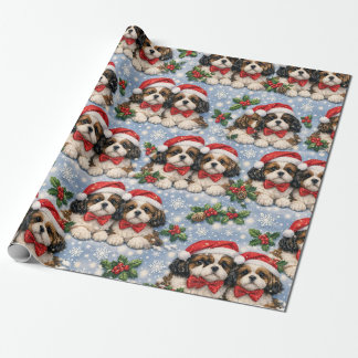 Papel de regalo de Navidad de Shih Tzu