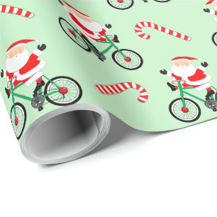 Papel de regalo de Navidad de vacaciones en bicicl