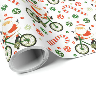 Papel de regalo de Navidad de vacaciones en bicicl