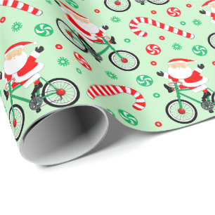 Papel de regalo de Navidad de vacaciones en bicicl