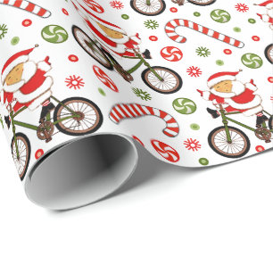 Papel de regalo de Navidad de vacaciones en bicicl