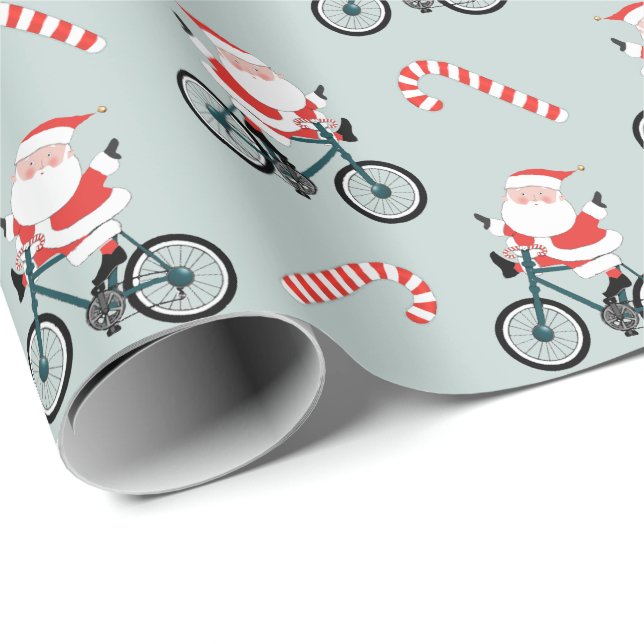 Papel de regalo de Navidad de vacaciones en bicicl (Esquina del rollo)