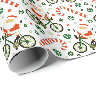 Papel de regalo de Navidad de vacaciones en bicicl