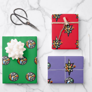 Papel de regalo de Navidad de vidrio tintado en ho