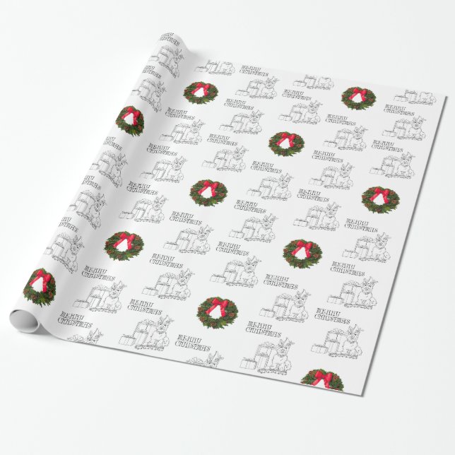 Papel de regalo de Navidad del Terrier Escocés (Desenrollado)
