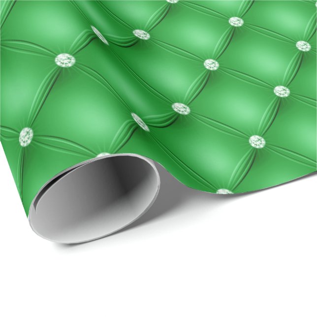 Papel de regalo de Navidad Diamantes Verdes (Esquina del rollo)
