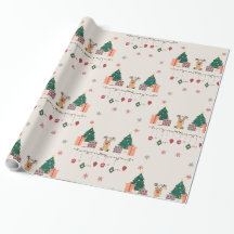 Papel de regalo de Navidad dibujado a mano en roll