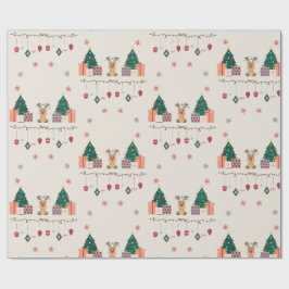 Papel de regalo de Navidad dibujado a mano en roll