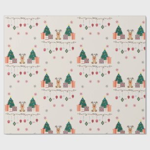 Papel de regalo de Navidad dibujado a mano en roll