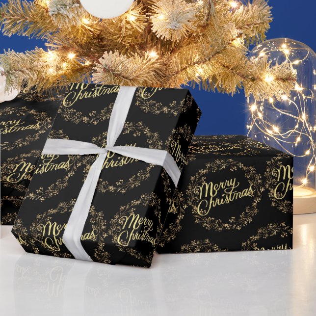 Papel de regalo de Navidad dorado (Vacaciones)