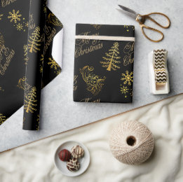 Papel de regalo de Navidad dorado de celebración