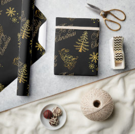 Papel de regalo de Navidad dorado de celebración