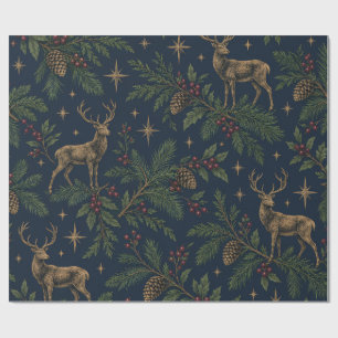 Papel de regalo de Navidad elegante con ciervos en